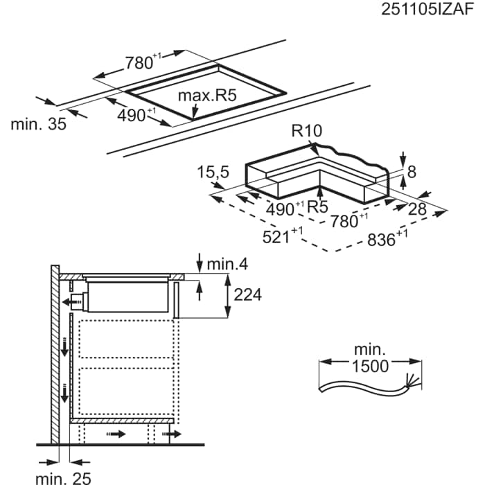 Installation Diagram with product measurements