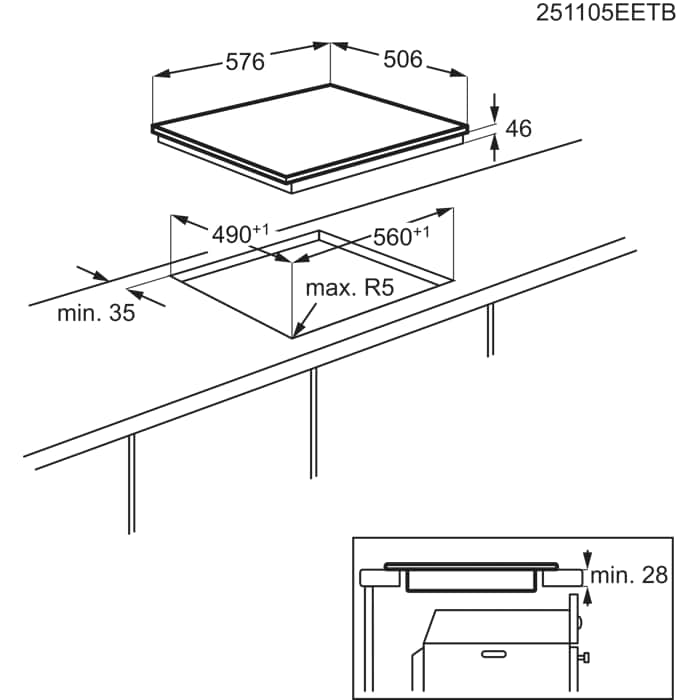 Installation Diagram with product measurements