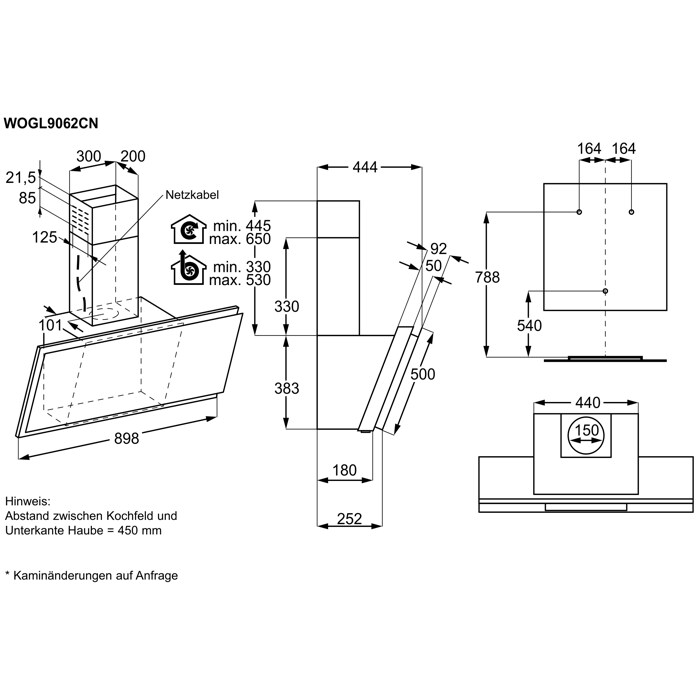 Installation Diagram with product measurements
