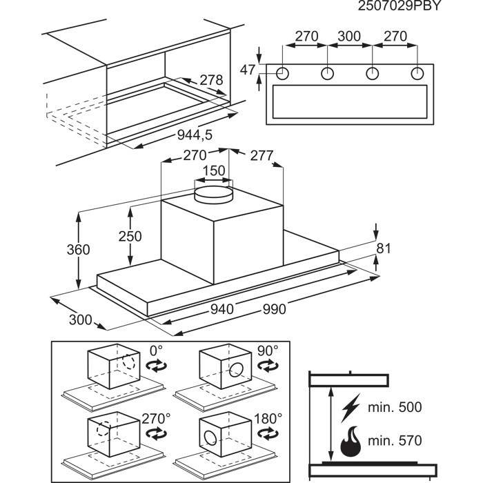 Installation Diagram with product measurements