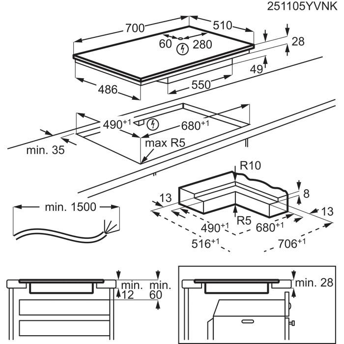 Installation Diagram with product measurements