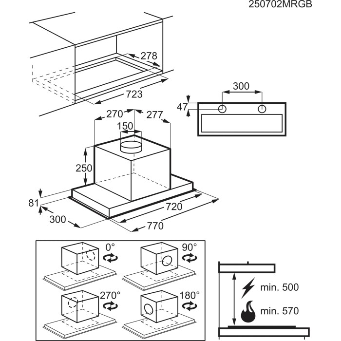 Installation Diagram with product measurements