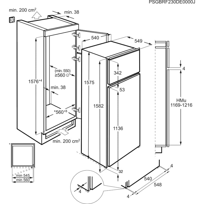 Installation Diagram with product measurements