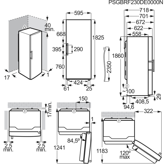 Installation Diagram with product measurements