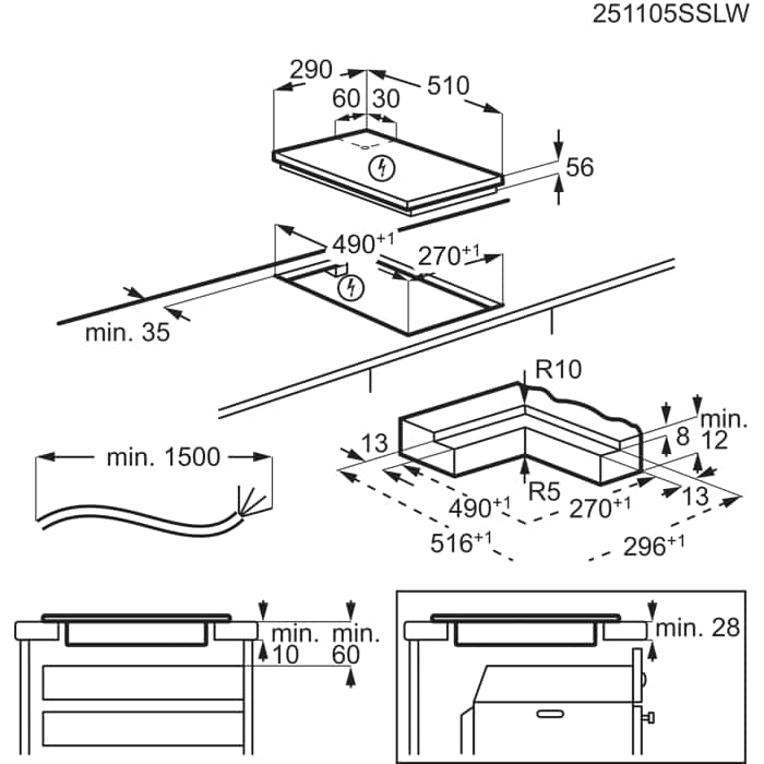 Installation Diagram with product measurements