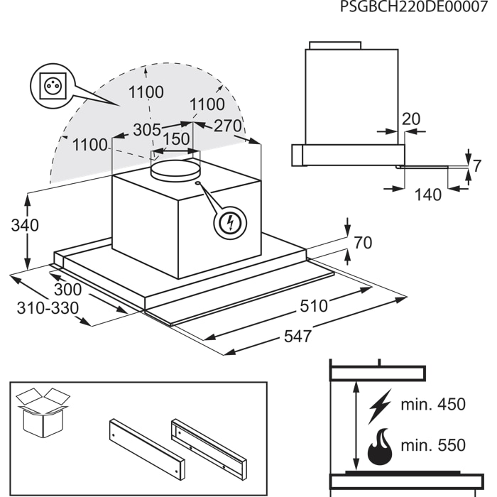 Installation Diagram with product measurements