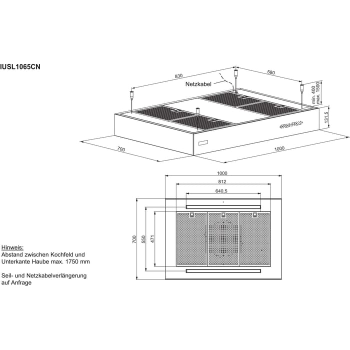 Installation Diagram with product measurements