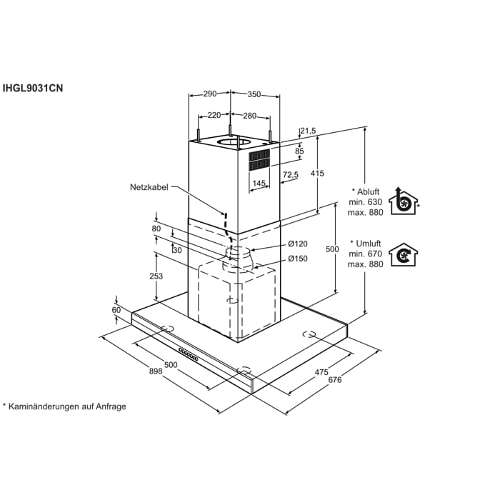Installation Diagram with product measurements