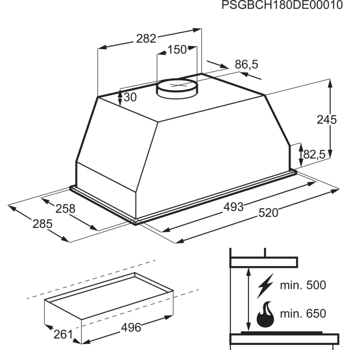 Installation Diagram with product measurements