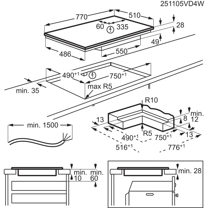 Installation Diagram with product measurements