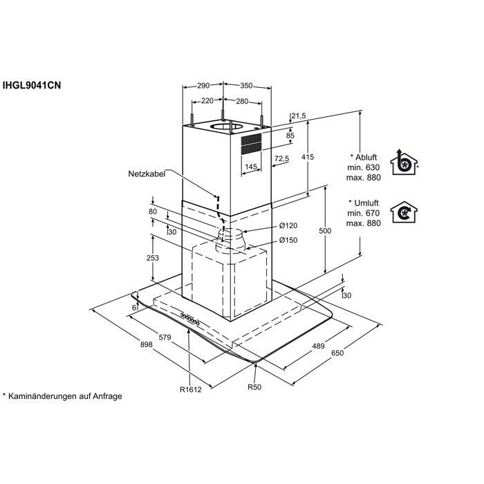 Installation Diagram with product measurements