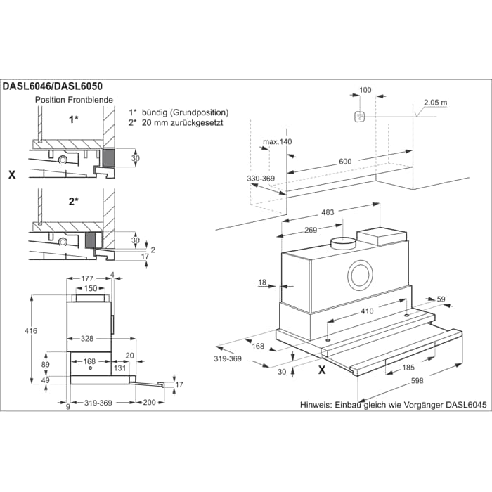 Electrolux - Einbau-Hauben - DASL6046CN
