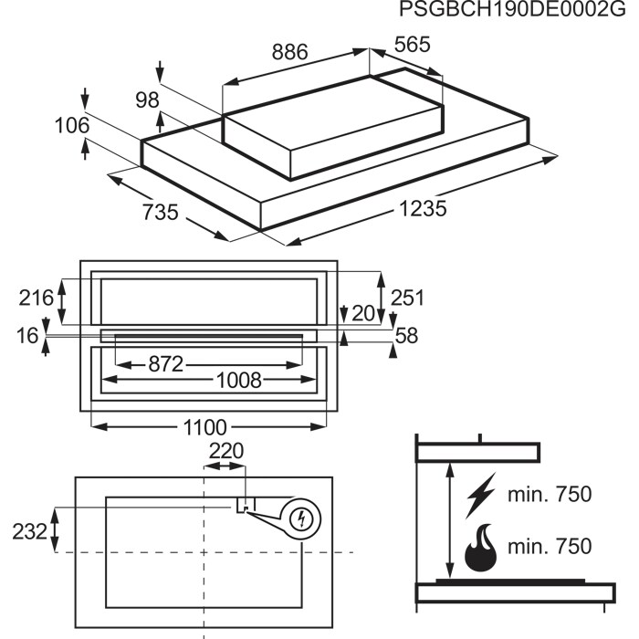 Installation Diagram with product measurements