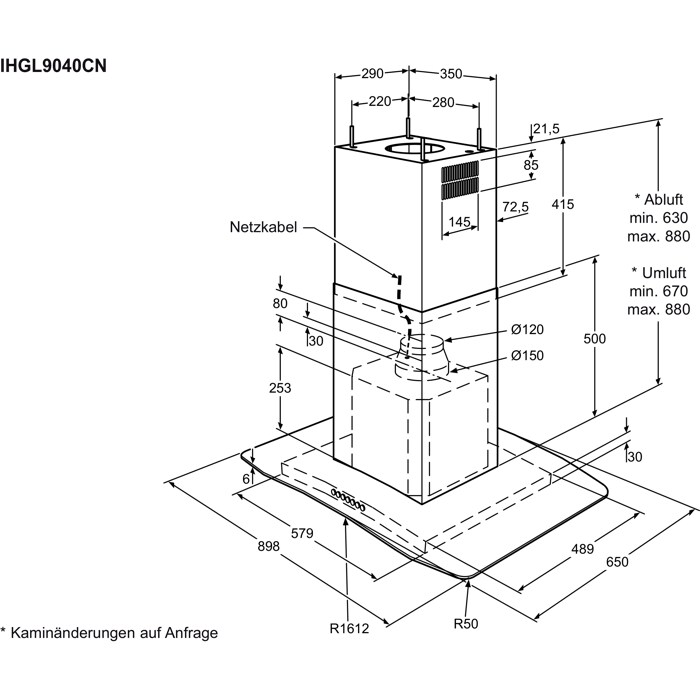 Installation Diagram with product measurements