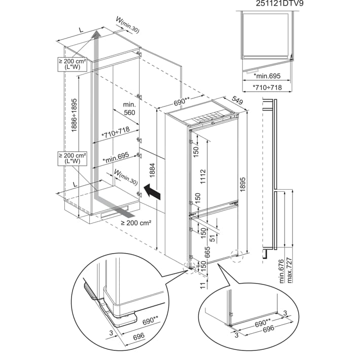 Installation Diagram with product measurements