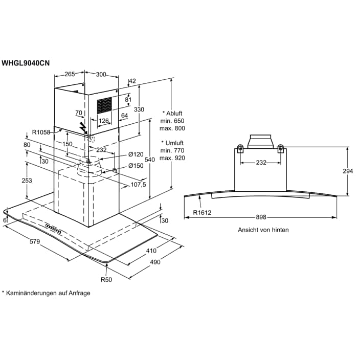 Installation Diagram with product measurements