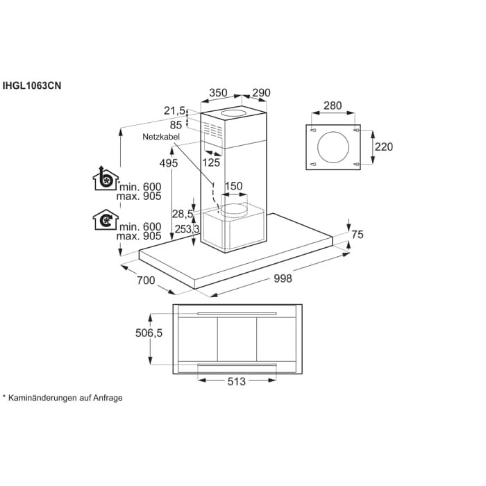 Installation Diagram with product measurements