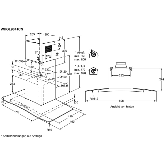 Installation Diagram with product measurements