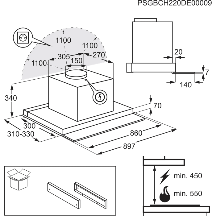 Installation Diagram with product measurements
