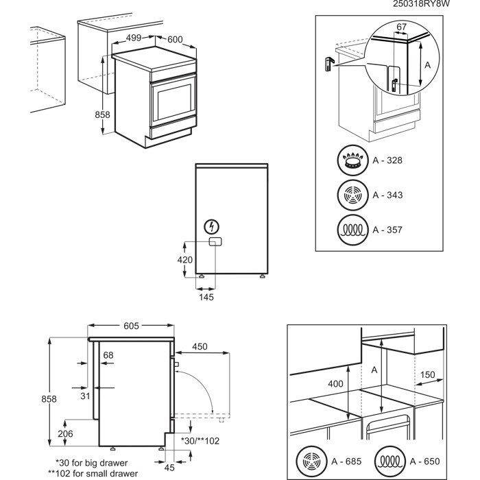 Installation Diagram with product measurements