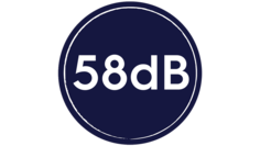 Un autocollant avec indication du niveau sonore de 58 dB