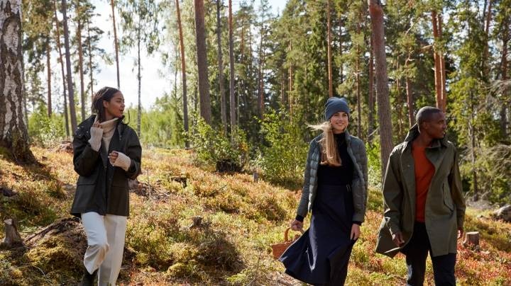 Menschen, die im Wald laufen
