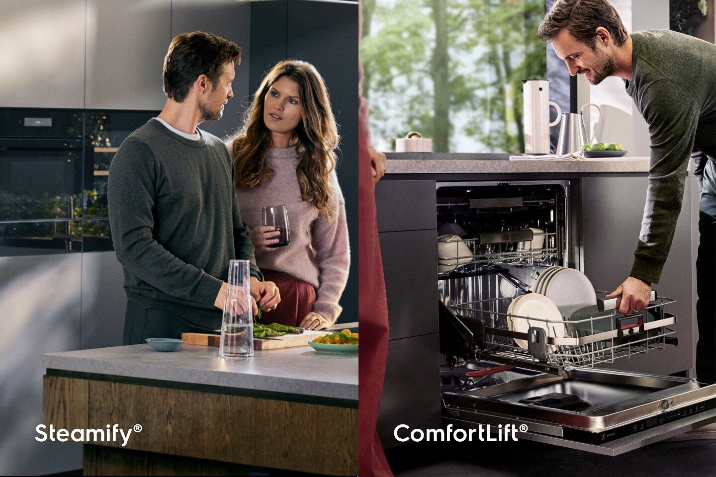 Il nostro intuitivo forno a vapore Profi con Steamify® e lavastoviglia ComfortLift® Il nostro intuitivo forno a vapore Profi con Steamify® e lavastoviglia ComfortLift®